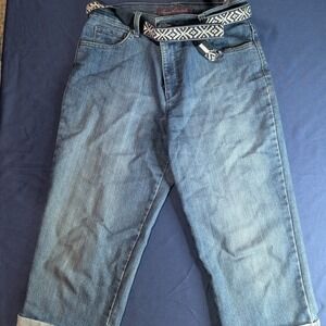 Blue Denim Jeans with Patterned Belt